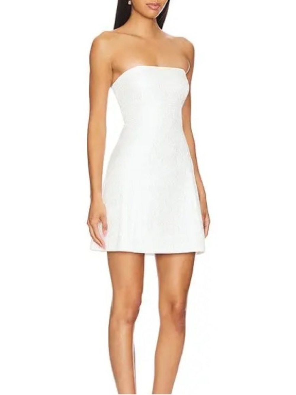 Amanda Uprichard White Strapless Jacquard Mini Dress
